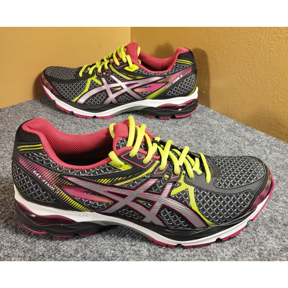 Asics Women's Gel-Flux 3 Running Shoes (T664N) Gray/Pink/Neon Green Size 11